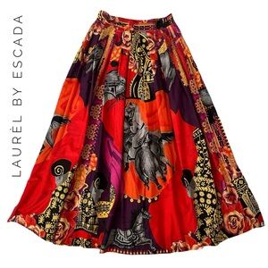 LAURÈL by ESCADA Vintage Vibrant Equestrian Maxi A-Line Skirt Size 2